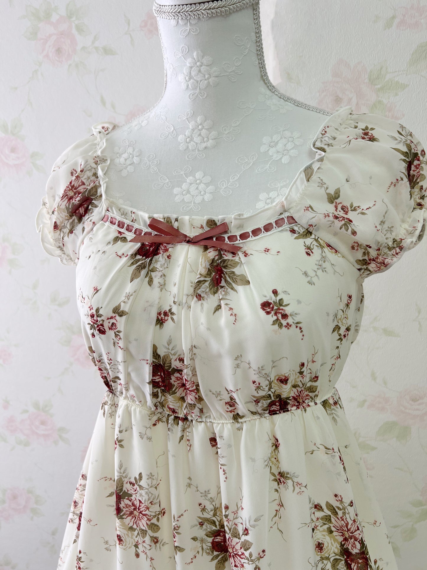 L’EST ROSE Little Bow Princess Rose Chiffon Dress