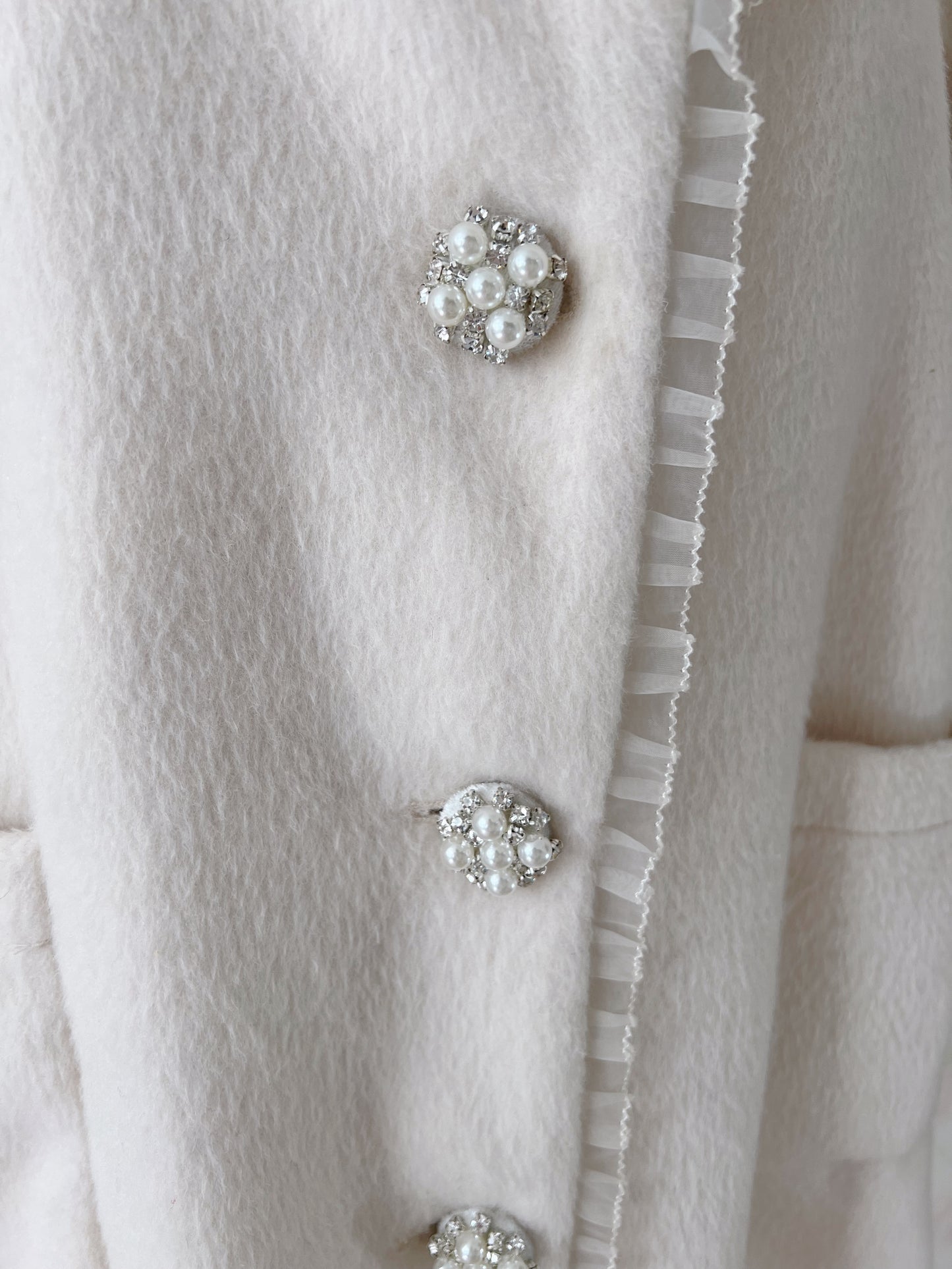 ROJITA Pearl Bijou Button Wool Mix Coat