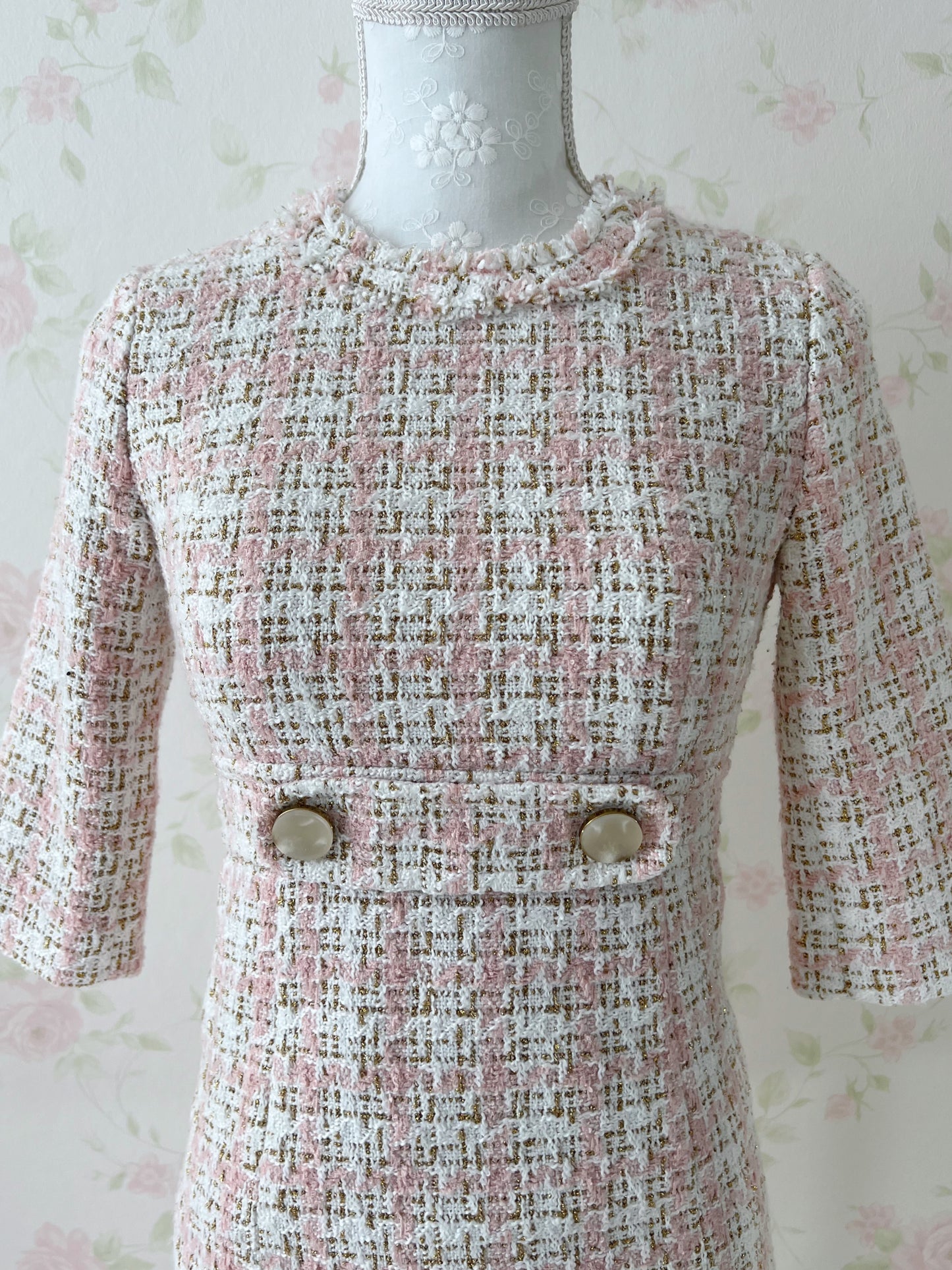 Michellmacaron Tweed Dress (Pink)