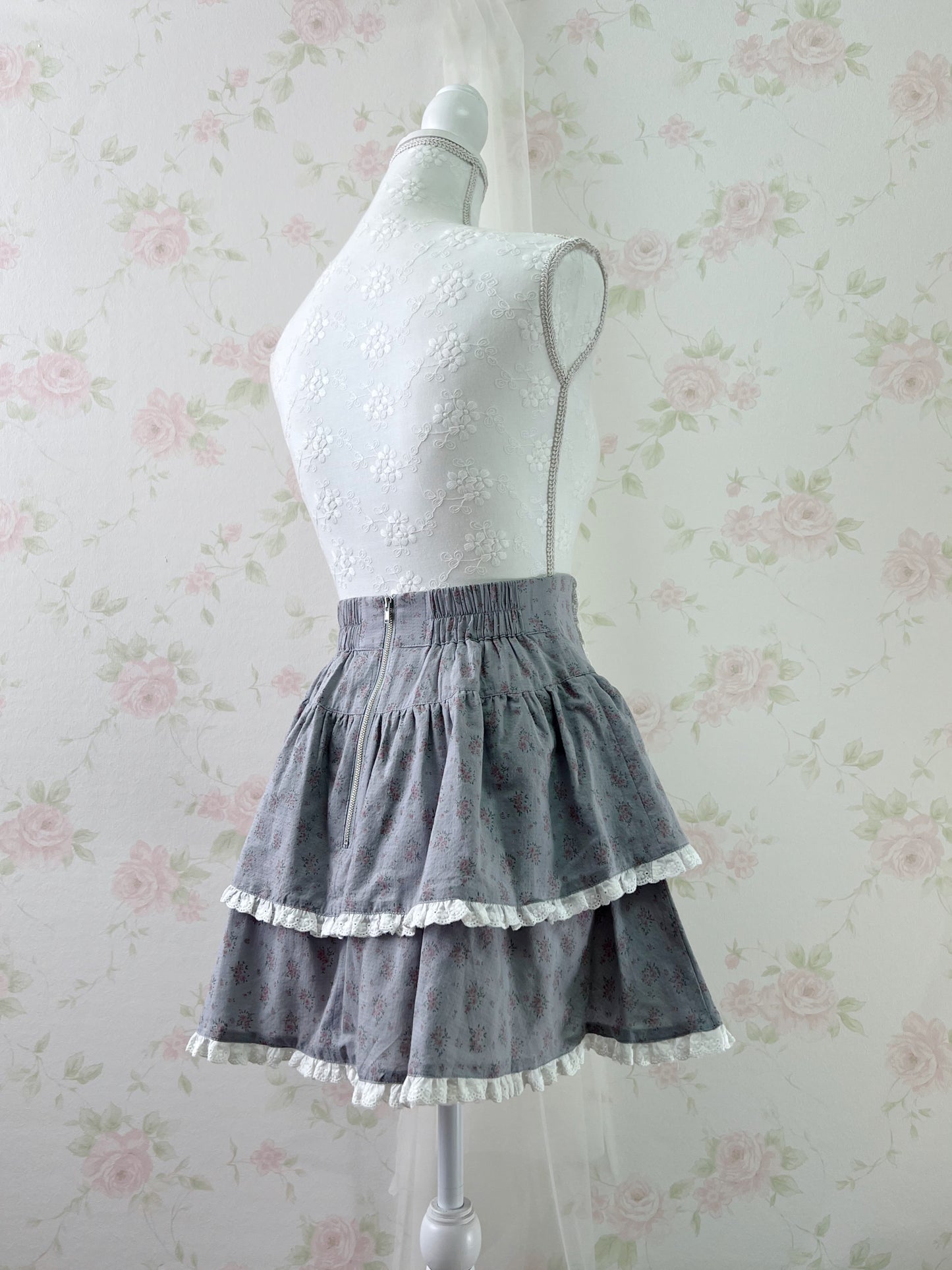 Ank Rouge Petite Floral Skirt (Blue)