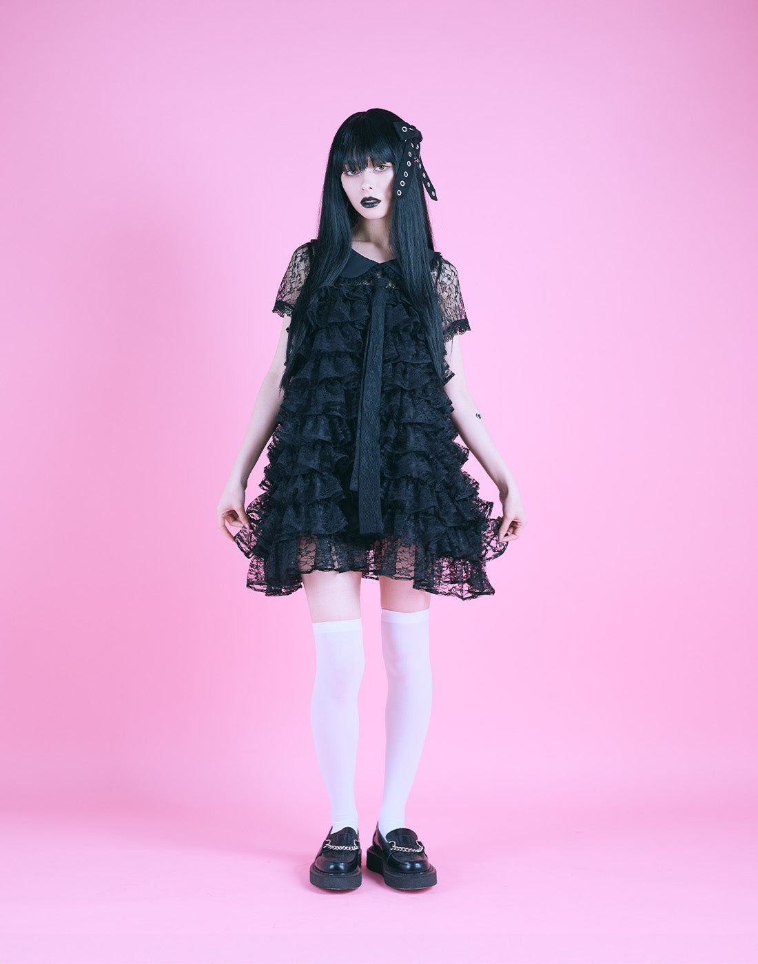 AVENCHUMU Full of frills lace tiered dress