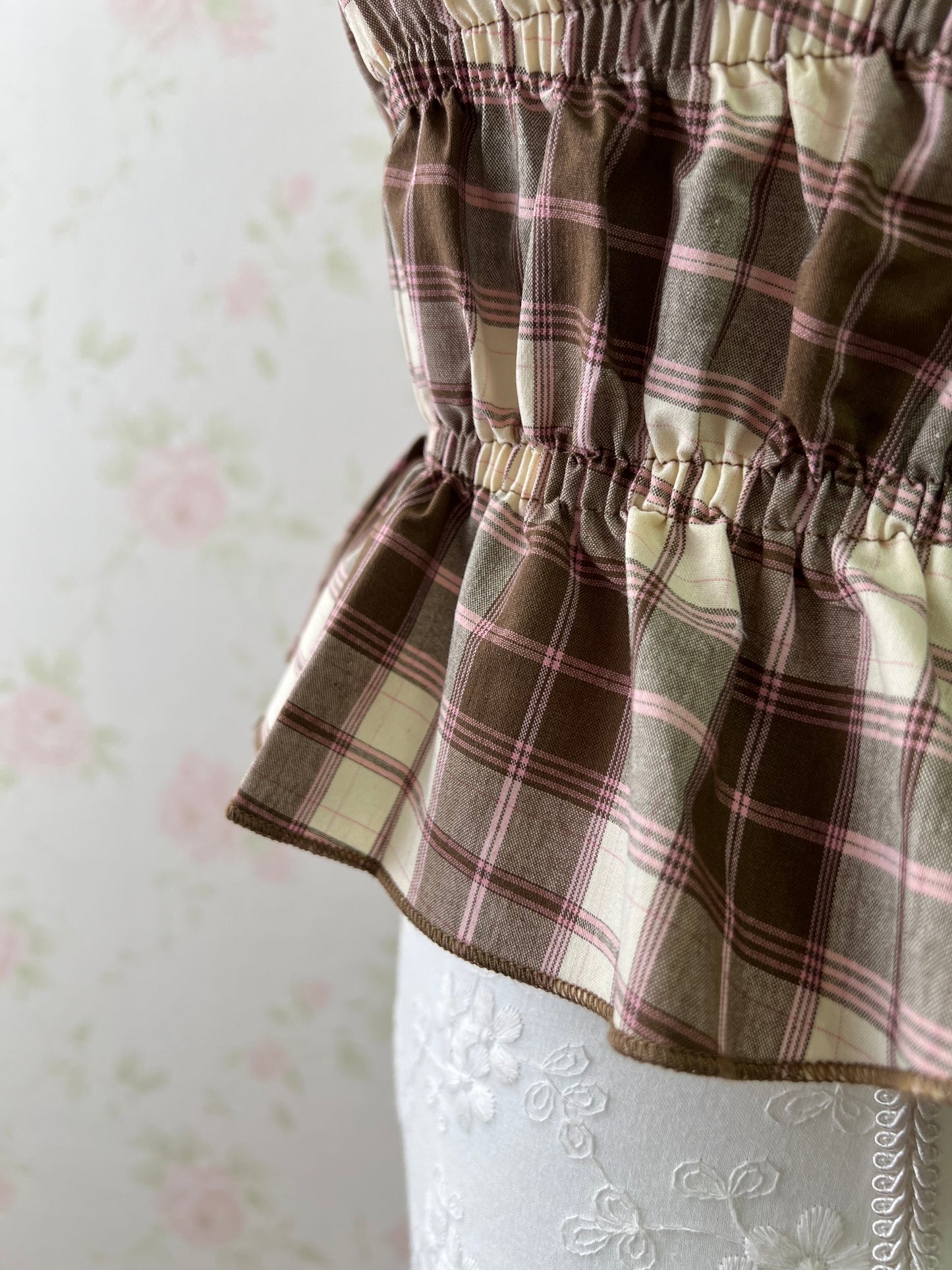 GRL Strawberry Chocolate Checked Girly Top