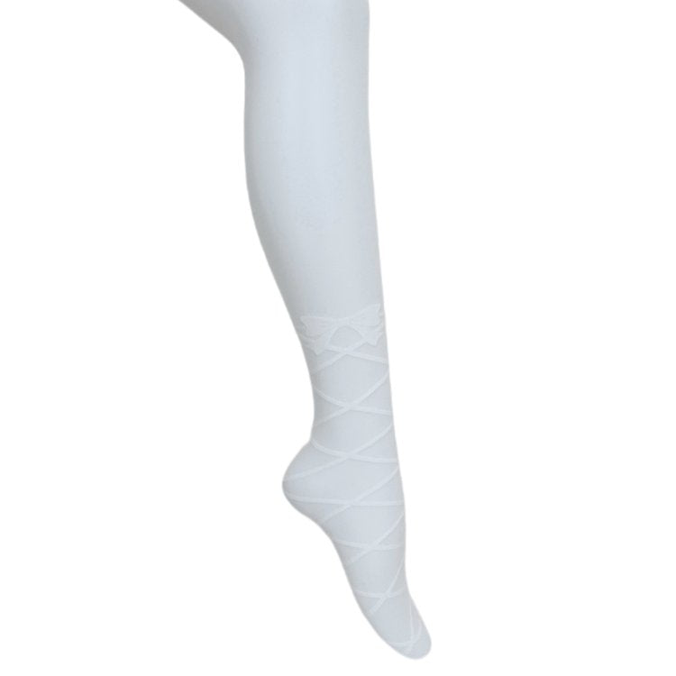 m♡petit by Misako Laced Up Ribbon Tights (White)