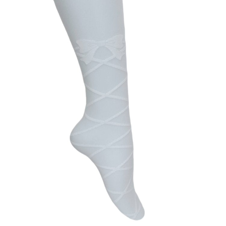 m♡petit by Misako Laced Up Ribbon Tights (White)