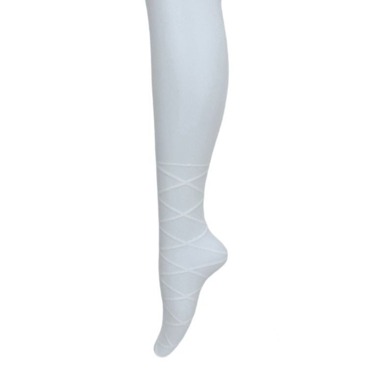 m♡petit by Misako Laced Up Ribbon Tights (White)