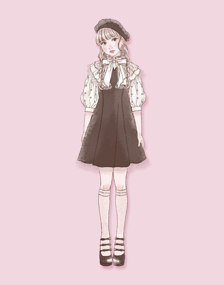 mellfy memory Lacy millefeuille frill collar Dress