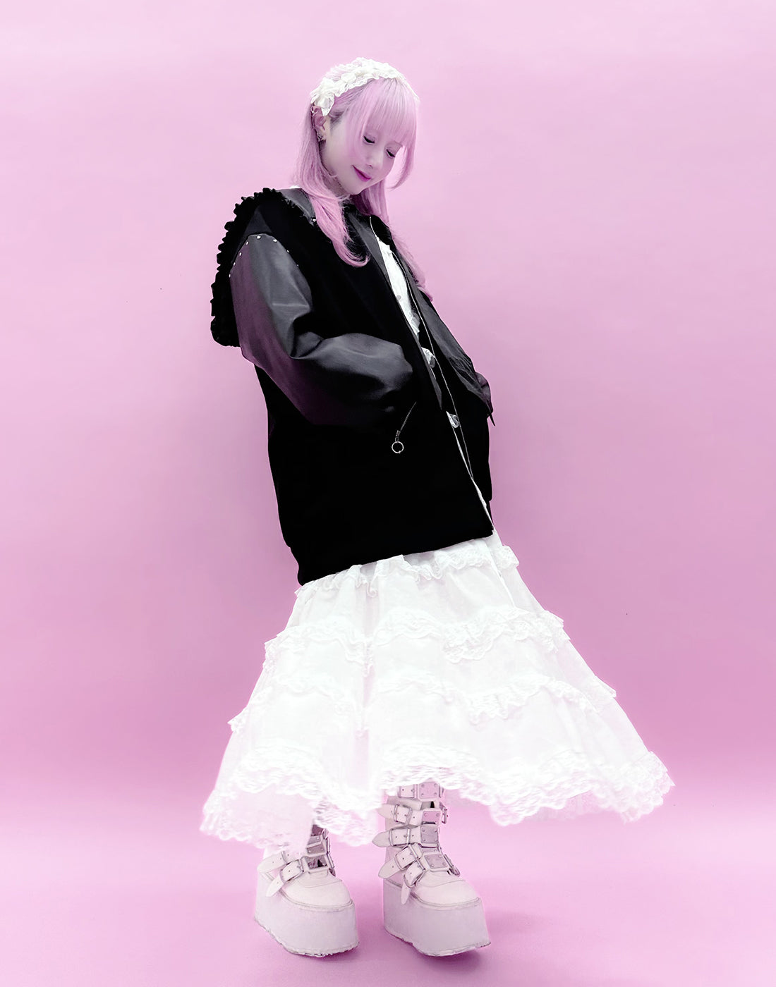 Sailor collar girls stadium jacket