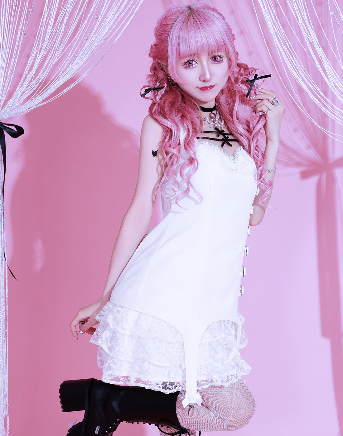 Buckle belt garter dress