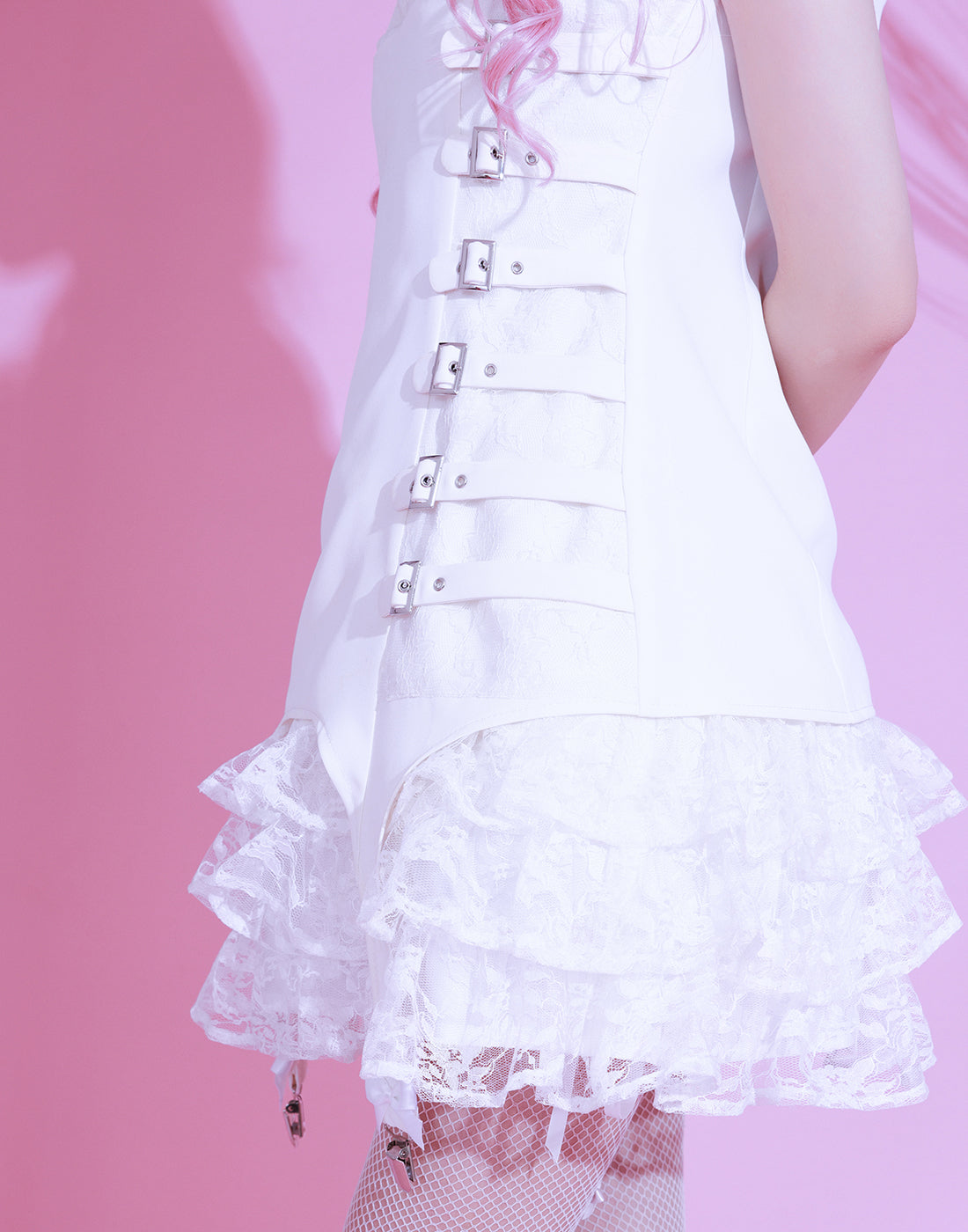 Buckle belt garter dress