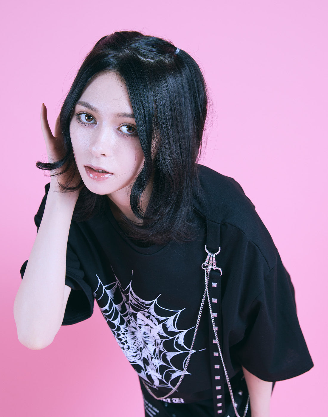 AVENCHUMU Skull illustration print studded cross t-shirt