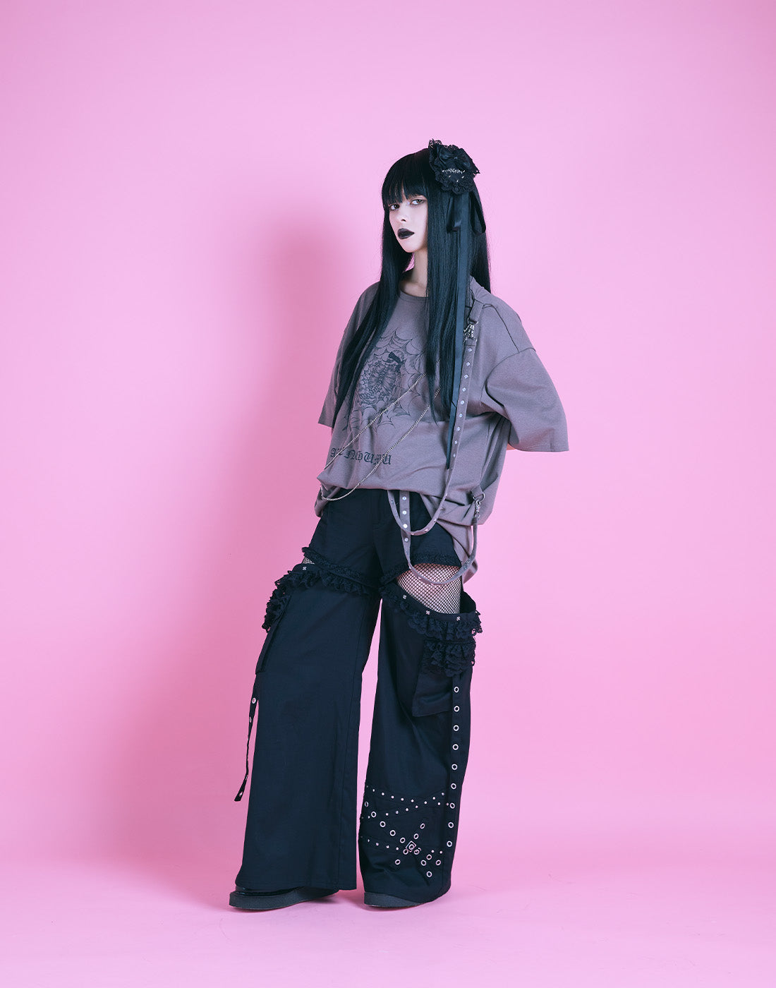 AVENCHUMU Skull illustration print studded cross t-shirt