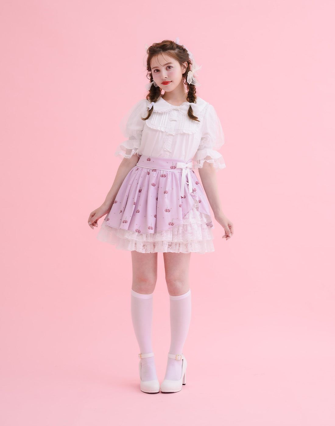 mellfy memory Sweet cherry lace frill Skirt