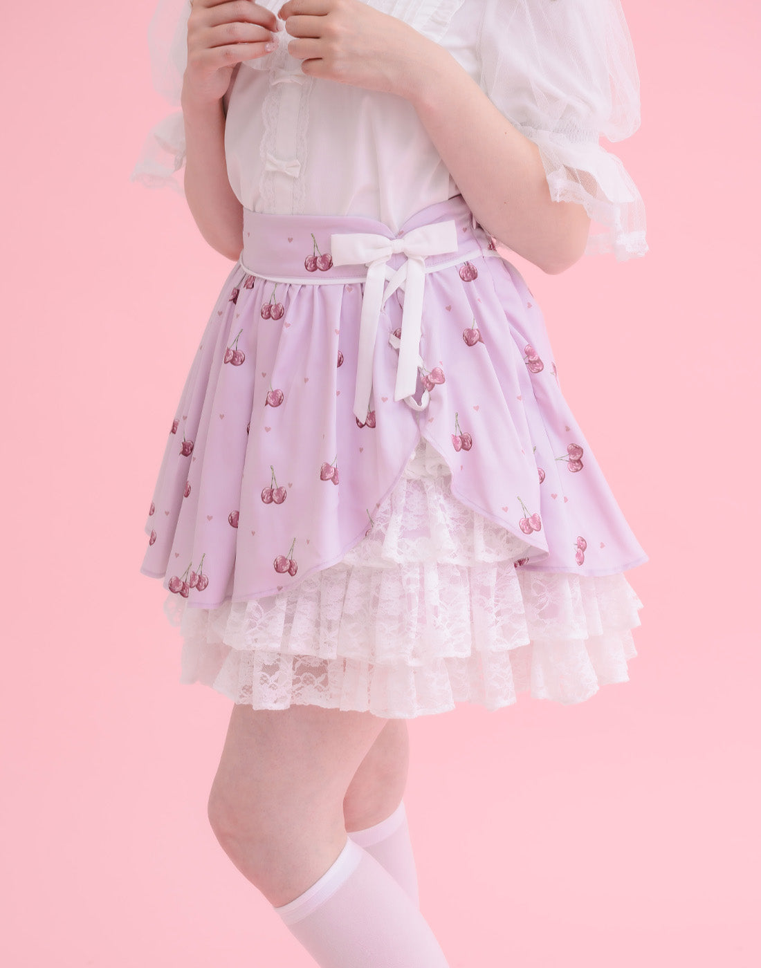 mellfy memory Sweet cherry lace frill Skirt