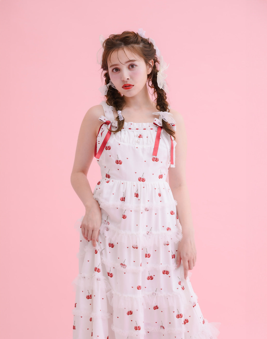 mellfy memory Sweet cherry long Dress