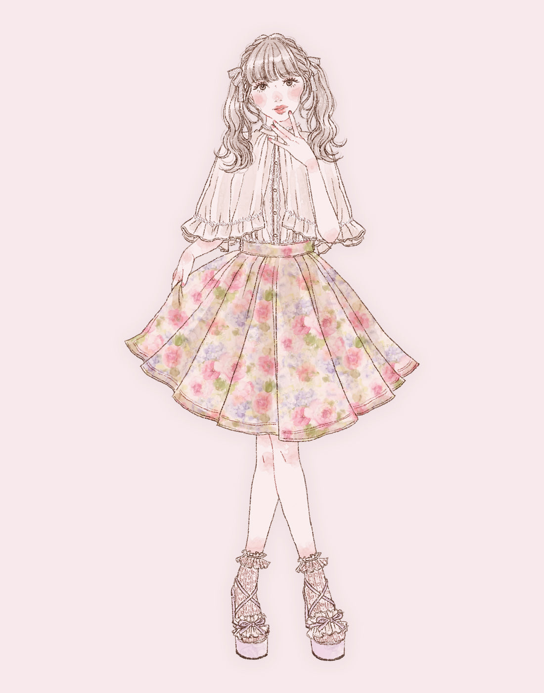 <April Delivery> mellfy memory Angel's play sheer cape Blouse