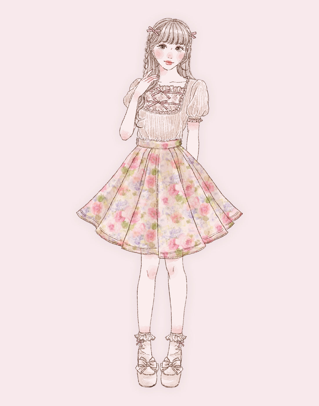 mellfy memory Cotton lace cute twin ribbon Top