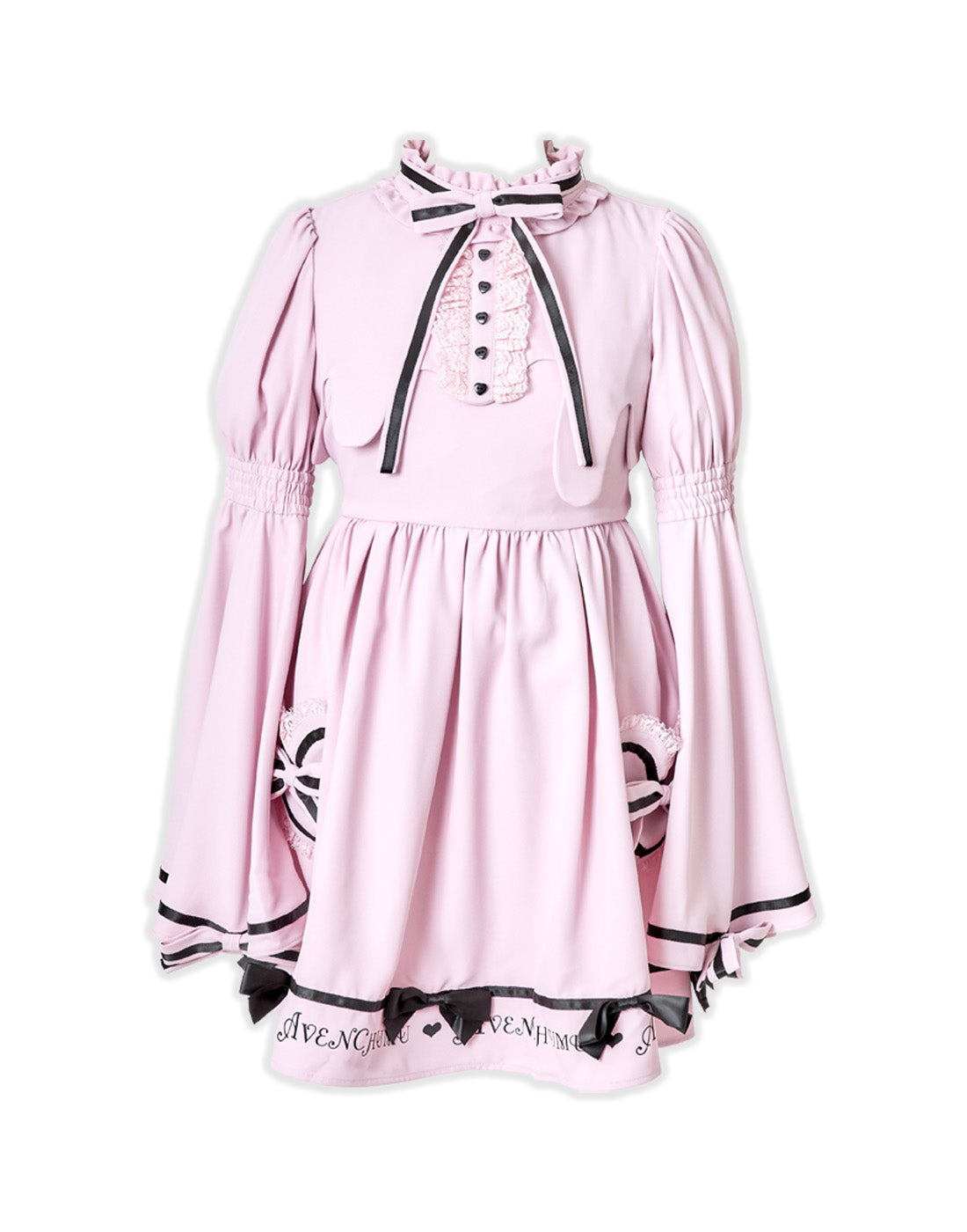 AVENCHUMU Melty bicolor ribbon flare sleeve one piece