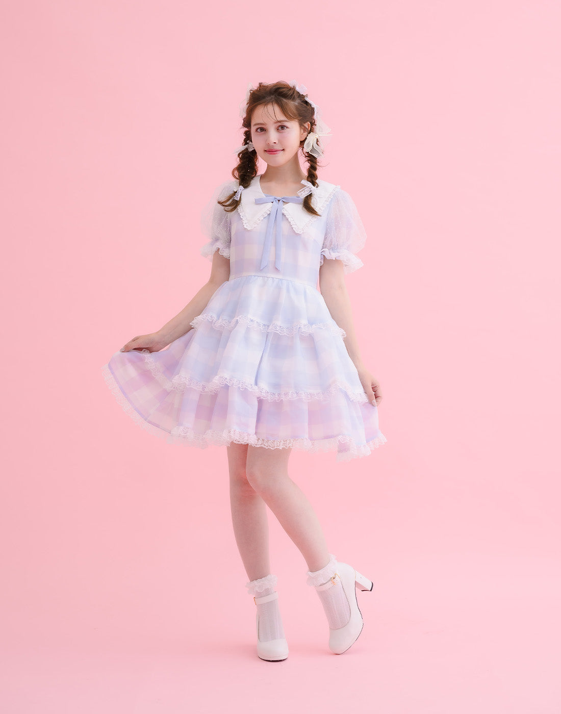 mellfy memory Fairy gingham tiered doll Dress