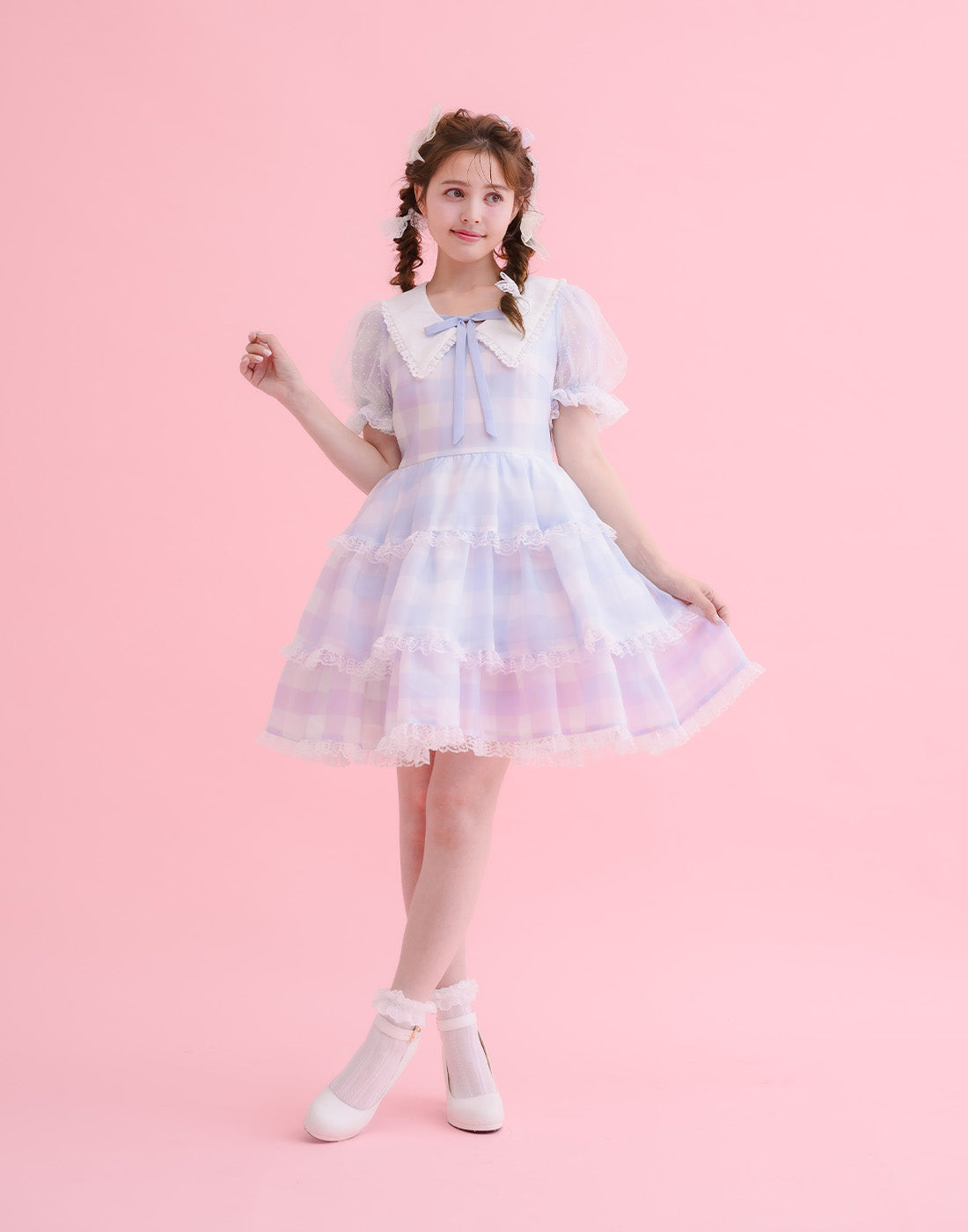 mellfy memory Fairy gingham tiered doll Dress