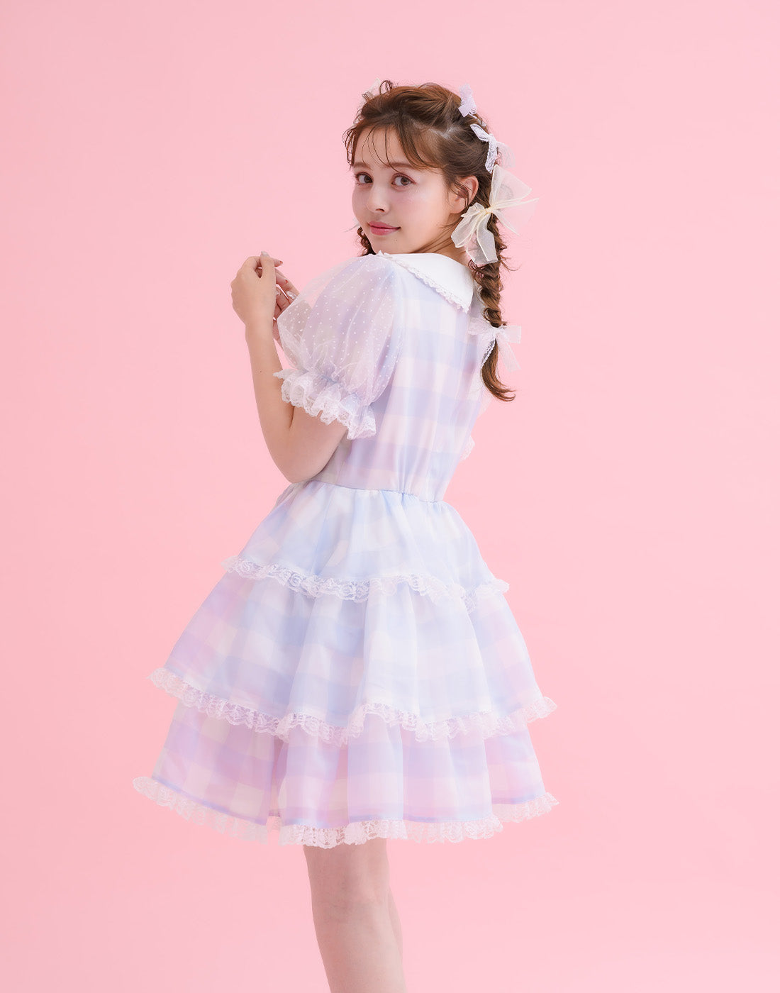 mellfy memory Fairy gingham tiered doll Dress
