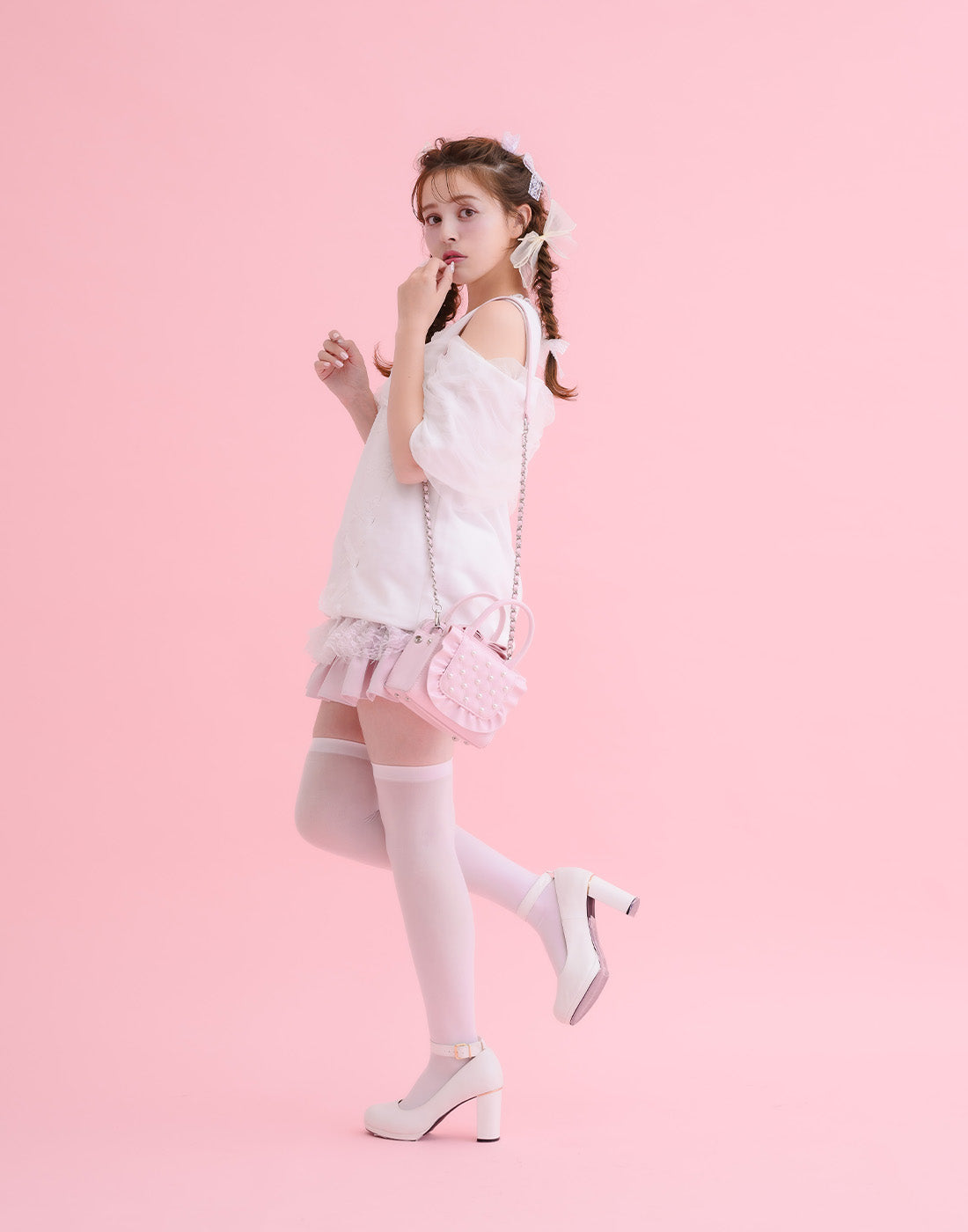 mellfy memory Tulle Ribbon Shoulder Sweat Tunic