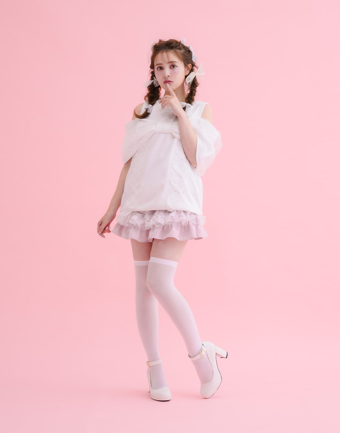 mellfy memory Tulle Ribbon Shoulder Sweat Tunic