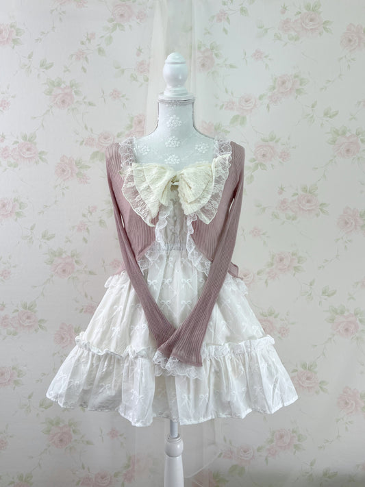 GRL Lacy Lacy Princess Sleeve Cardigan (Pink)