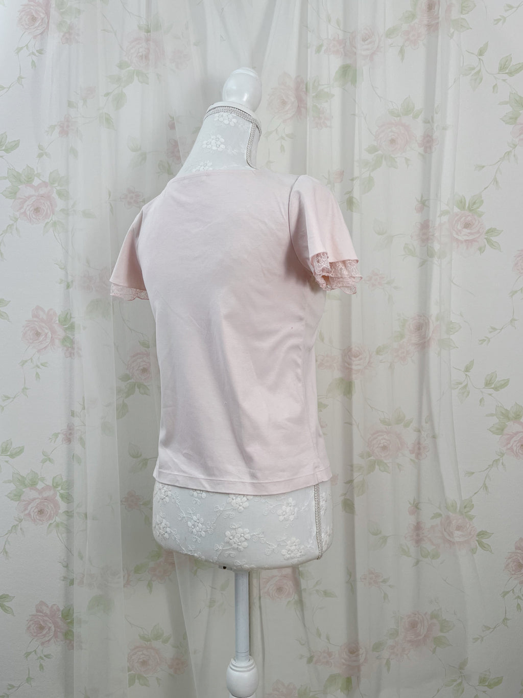 L'EST ROSE French Sleeve Cotton T-Shirt (Pink)