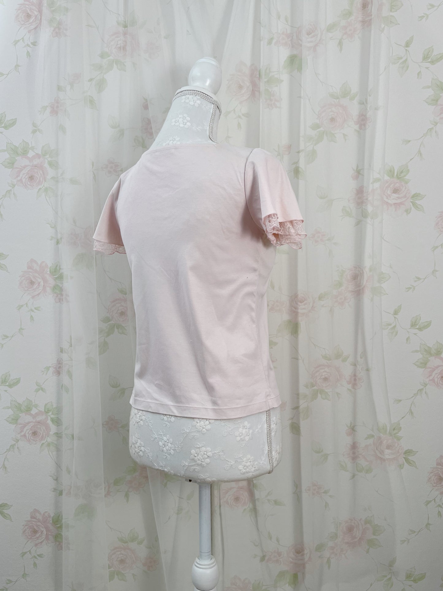 L'EST ROSE French Sleeve Cotton T-Shirt (Pink)