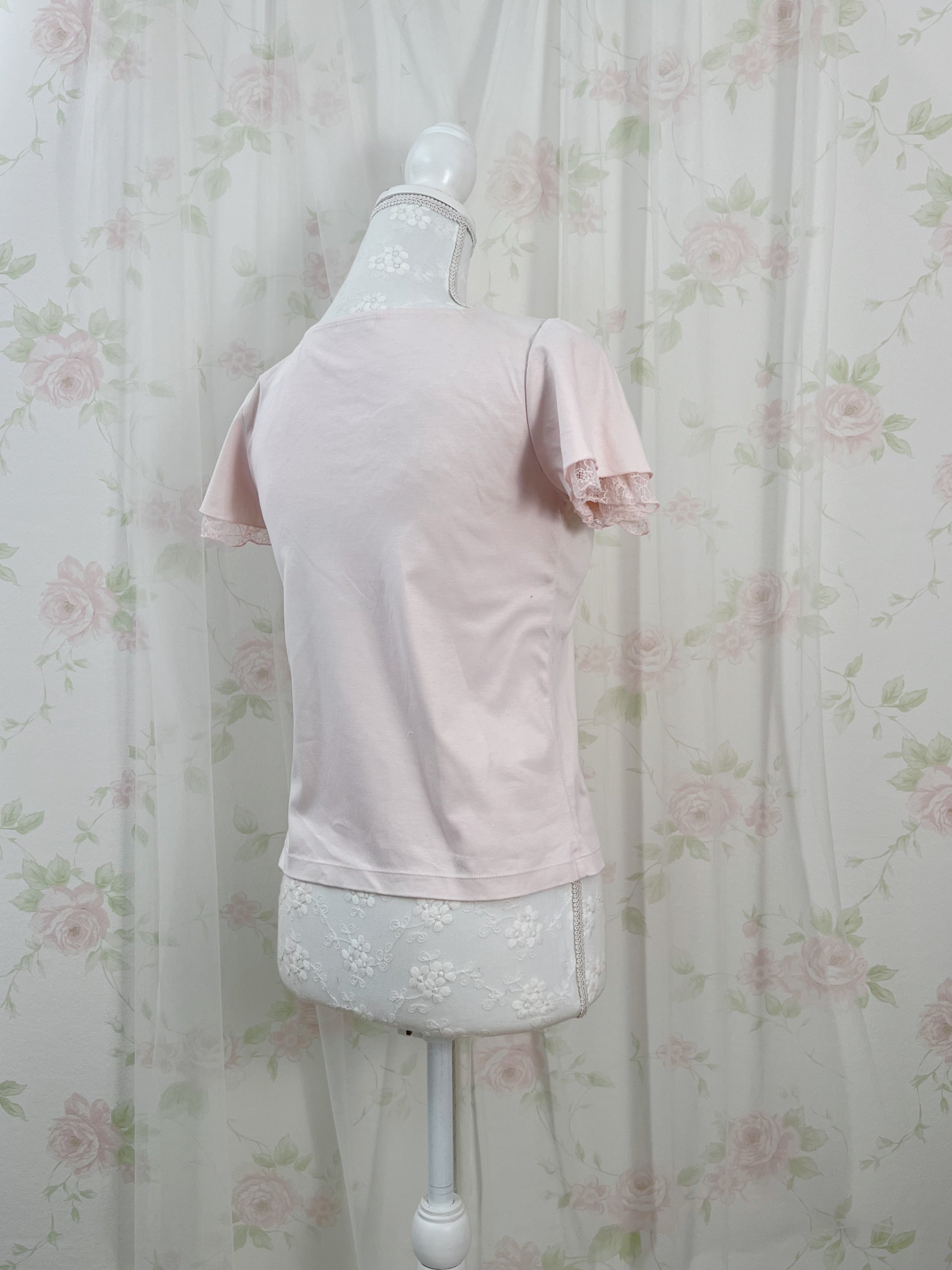 L'EST ROSE French Sleeve Cotton T-Shirt (Pink)