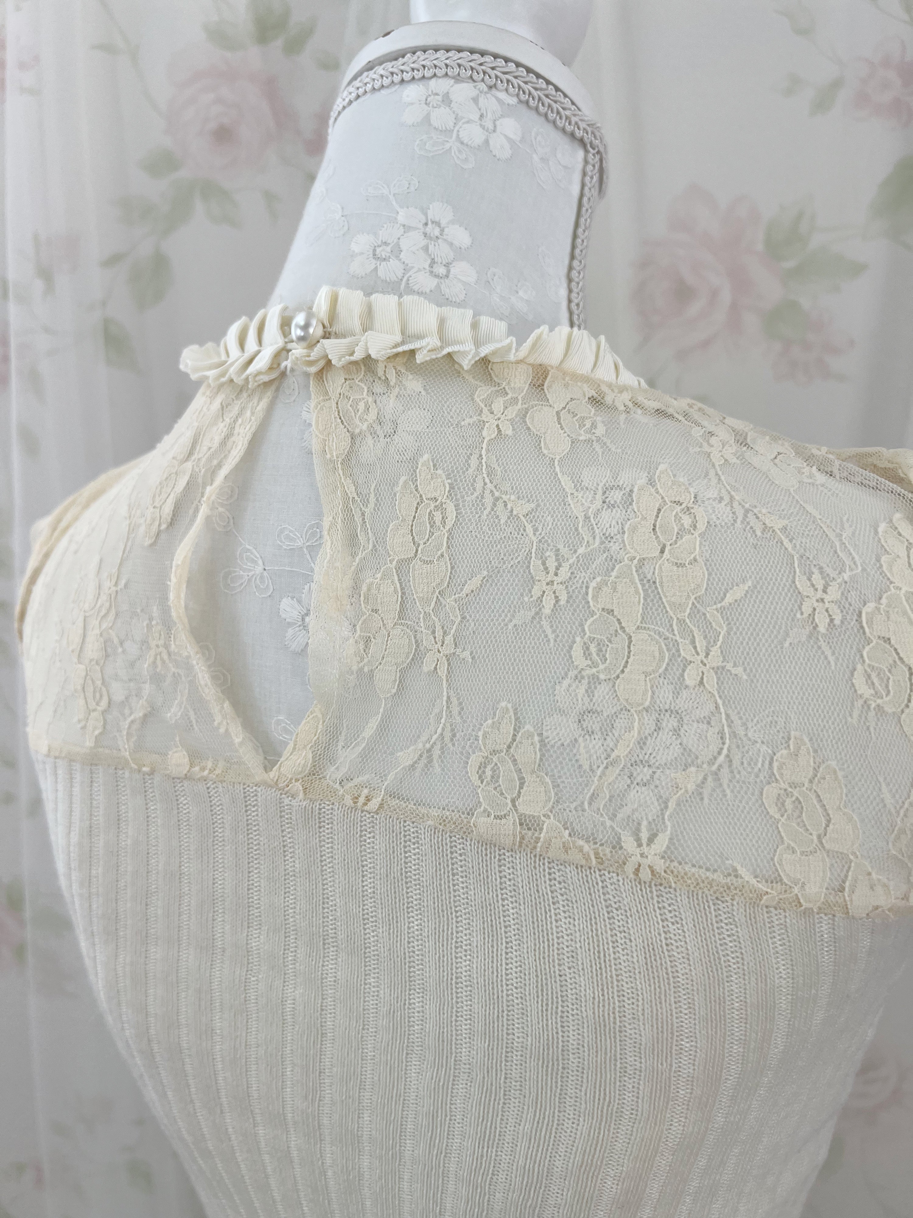 An MILLE Front Lace Top (Ivory)