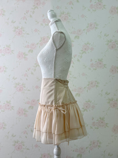 NICE CLAUP Layered Hem Side Bow Skirt