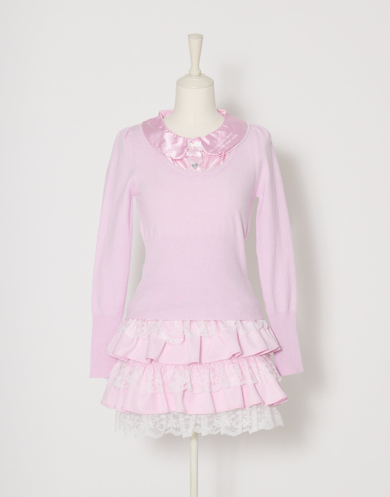 AVENCHUMU Satin blouse ribbon jewele knit tops