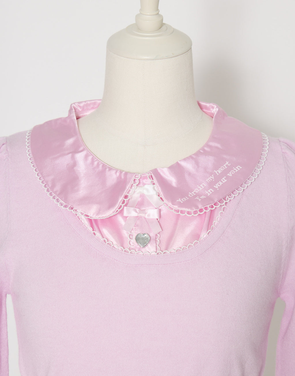 AVENCHUMU Satin blouse ribbon jewele knit tops