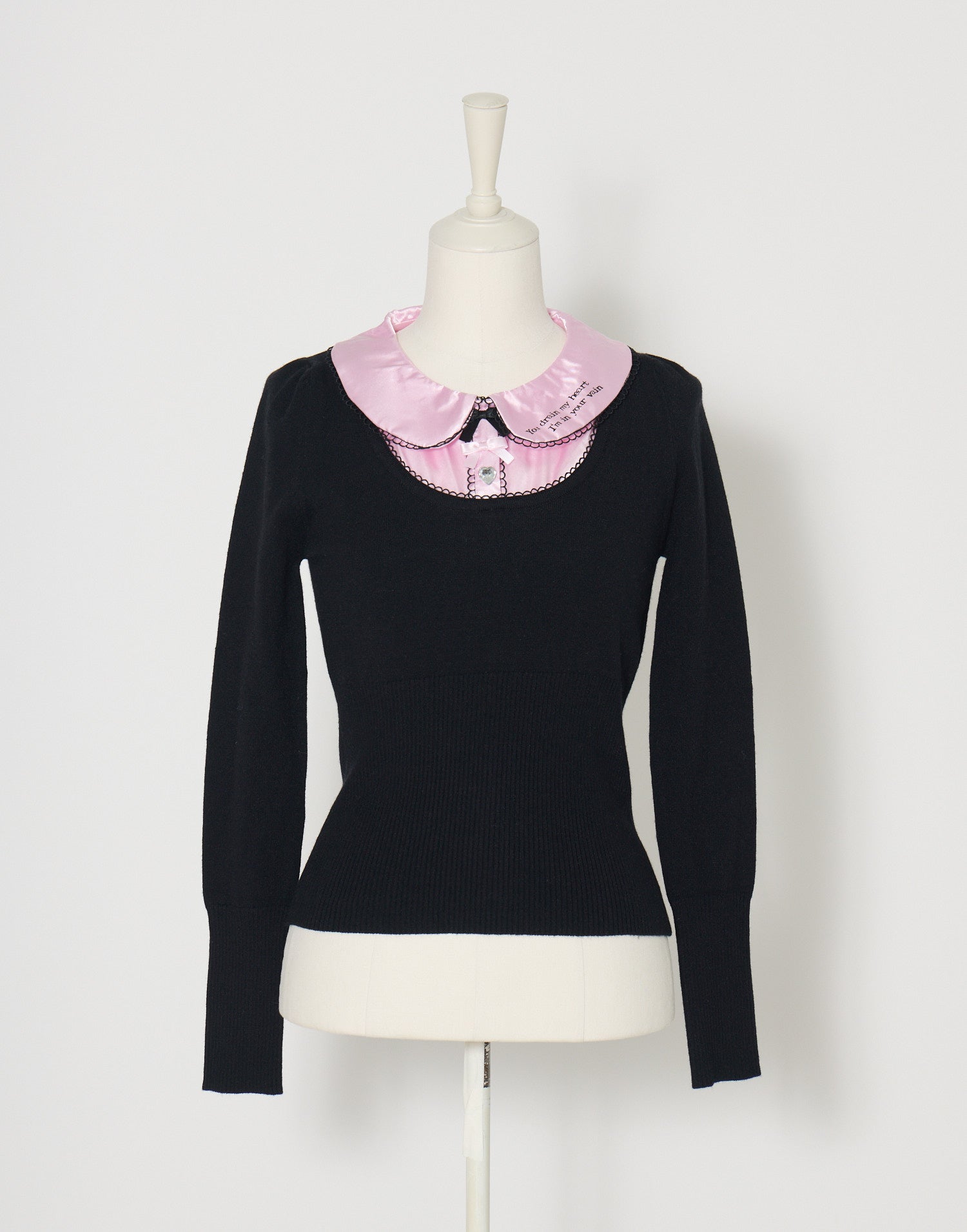AVENCHUMU Satin blouse ribbon jewele knit tops
