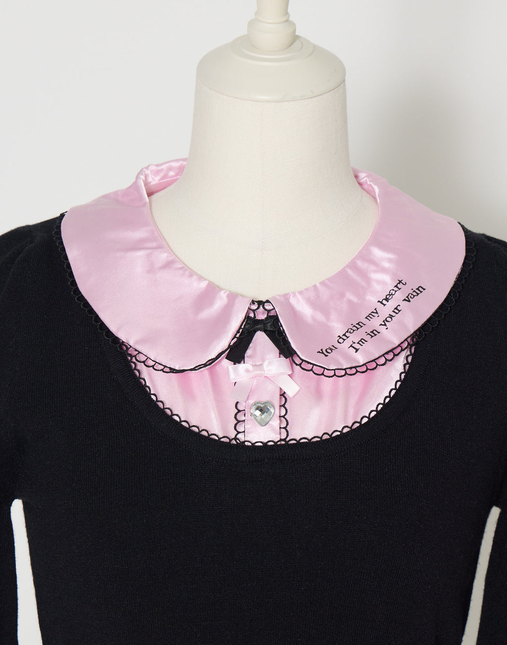 AVENCHUMU Satin blouse ribbon jewele knit tops