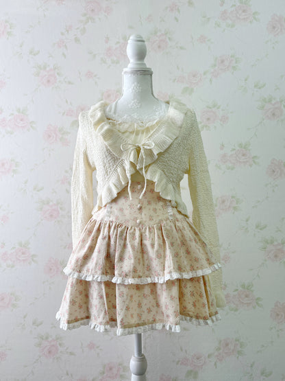 Ank Rouge Petite Floral Skirt (Beige)