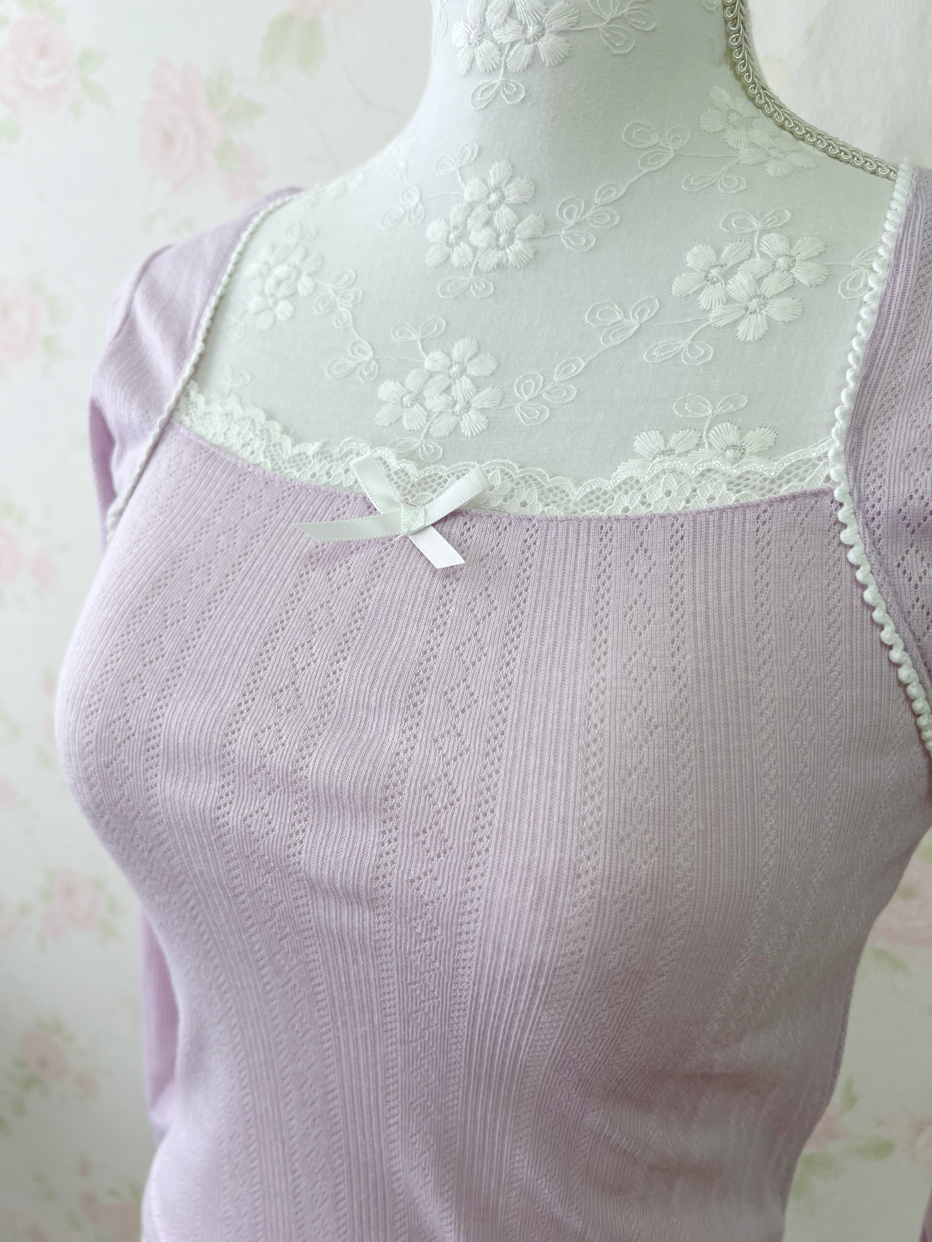 (24%OFF)Coquette Girly Top (Purple Pink)
