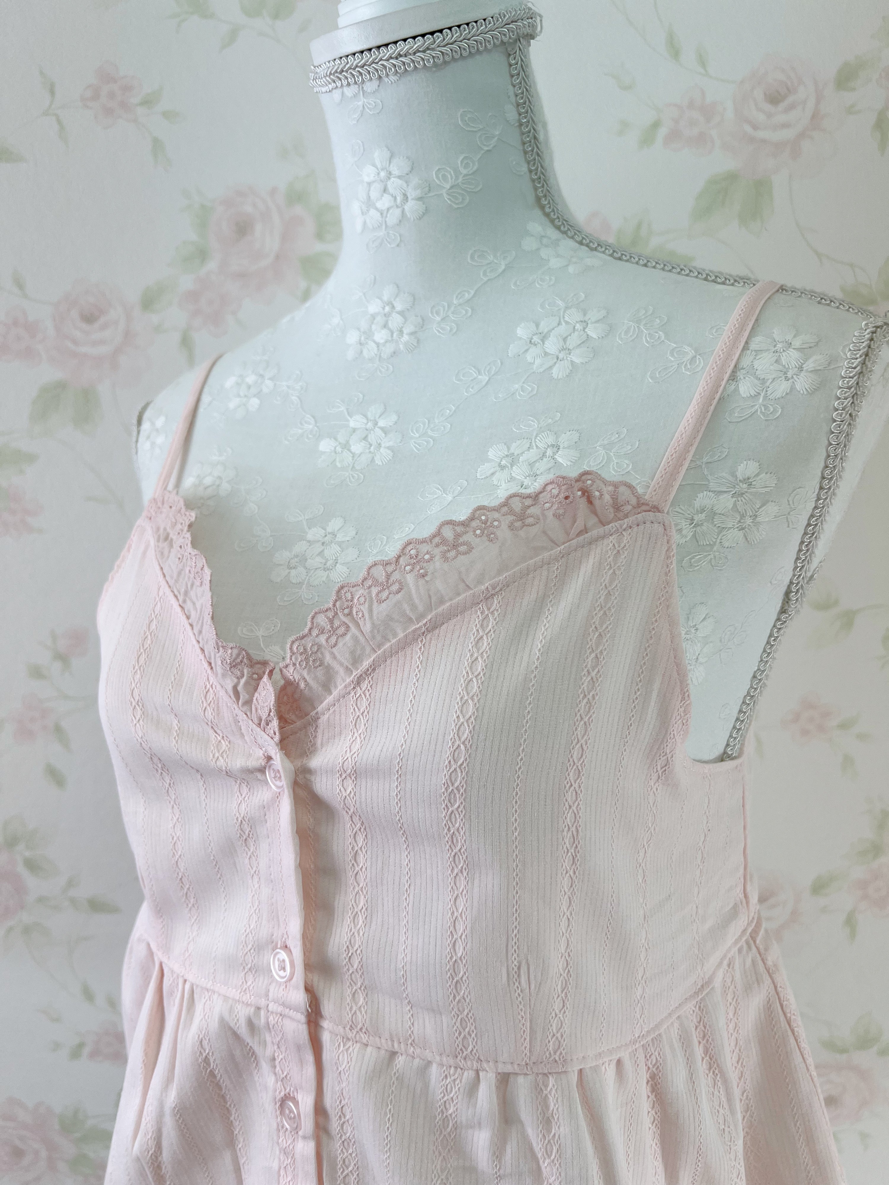 Lace Shoujo Lace Cotton Camisole (Pink)