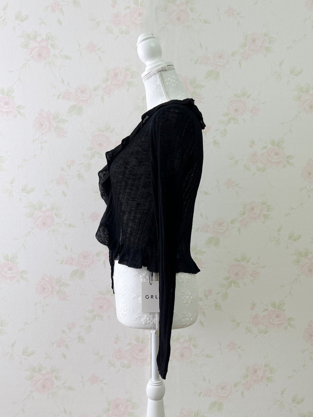 Shoujo Frilled Hem Cardigan (Black)