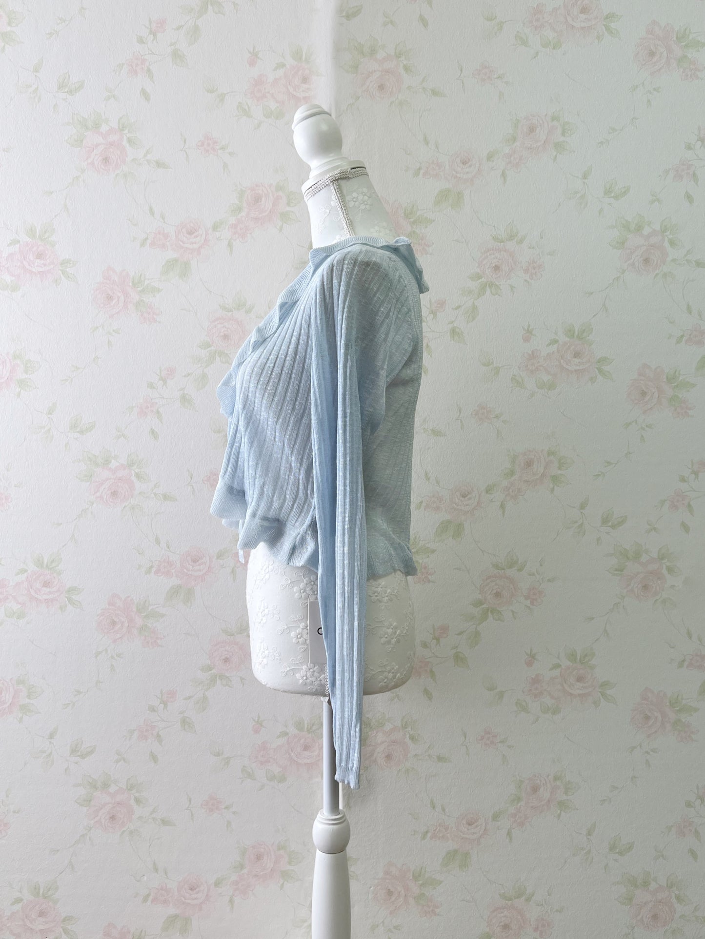 GRL Shoujo Frilled Hem Cardigan (Blue)