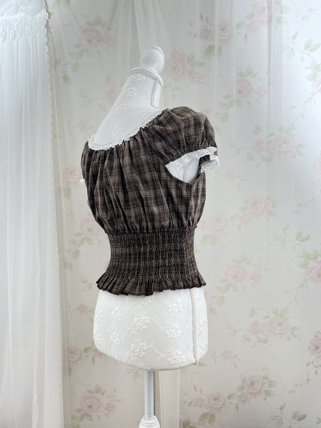 Cotton Blend Dolly Checked Blouse