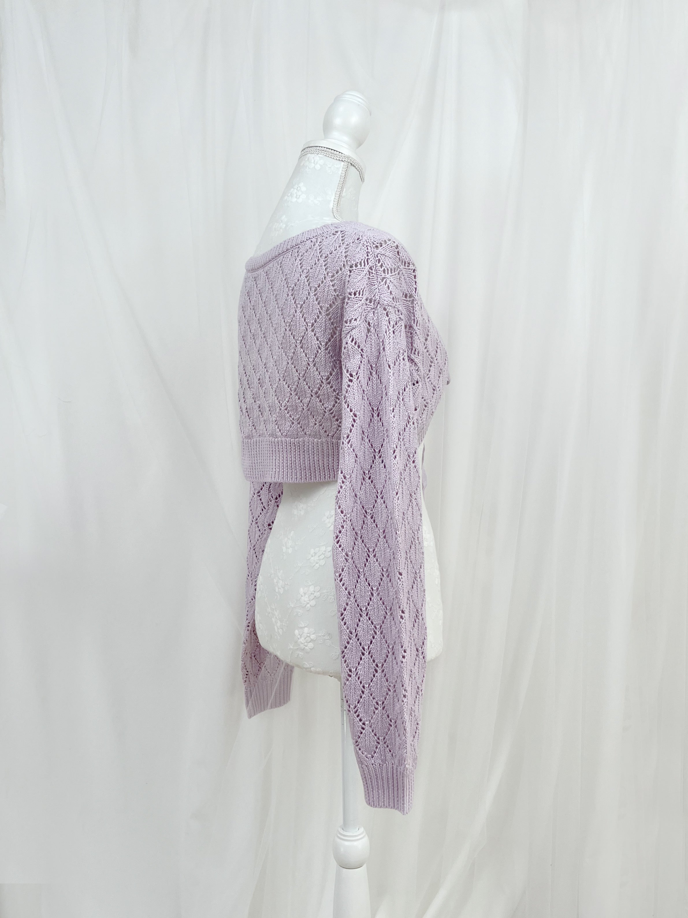 Front Tie Long Sleeved Bolero Cardigan (Purple)