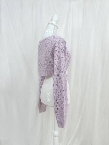 GRL Front Tie Long Sleeved Bolero Cardigan (Purple)