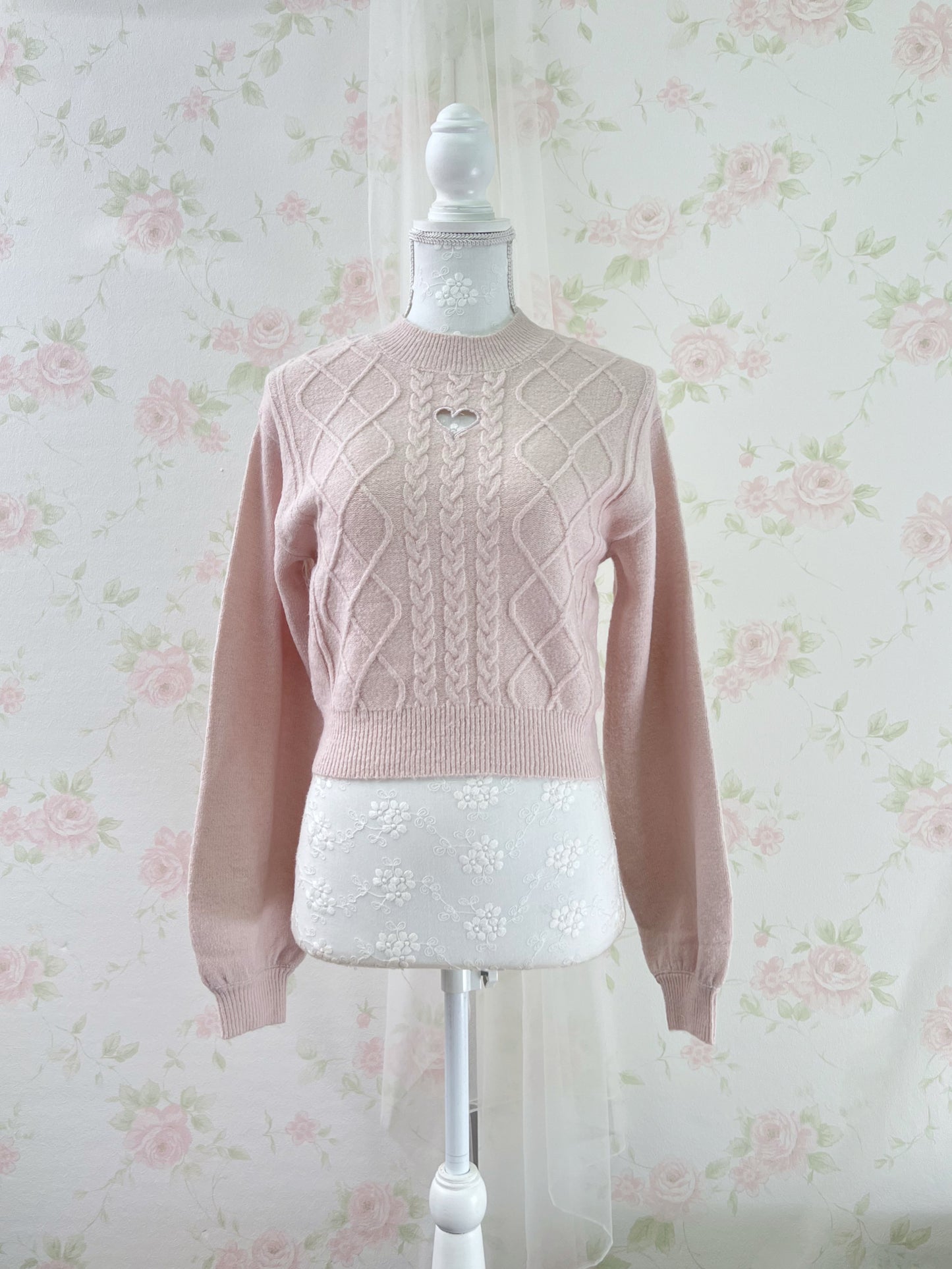GRL Heart Cutout Sweater (Pink)