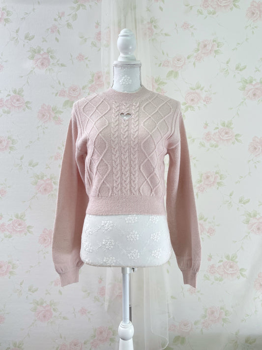 GRL Heart Cutout Sweater (Pink)
