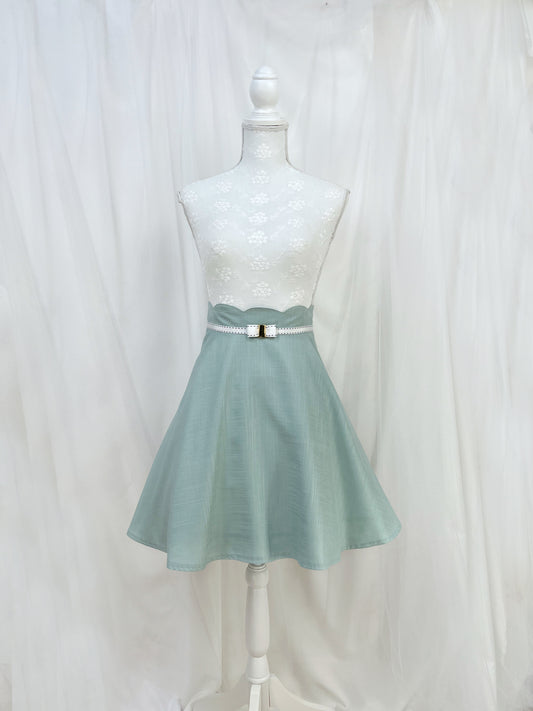 PATTERN Waist Bow Flair Skirt (Green)