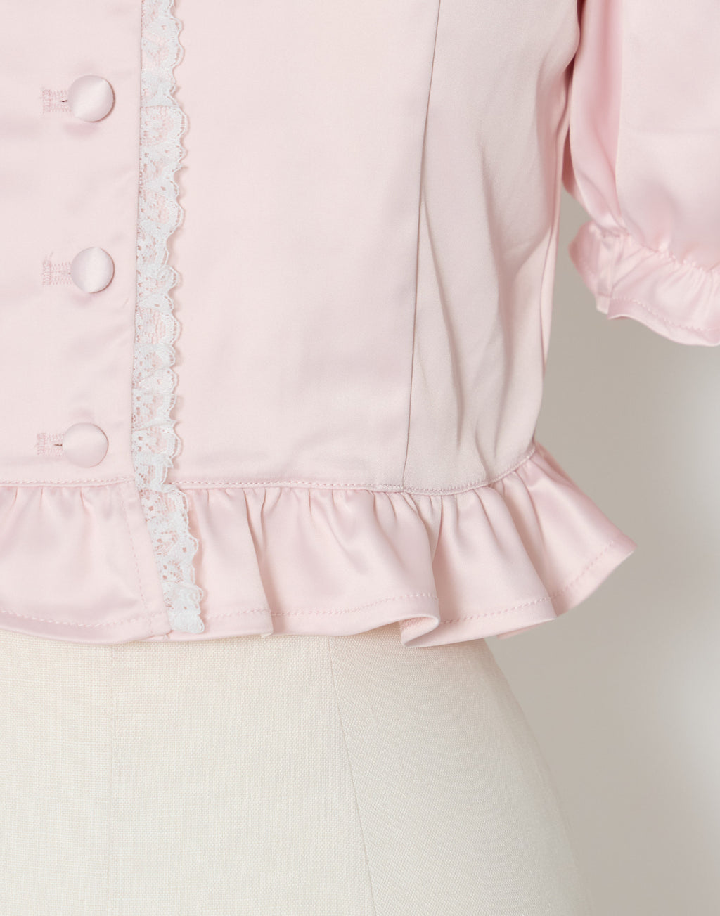 (Pre-order) mellfy memory Lace sleeves sweet satin blouse