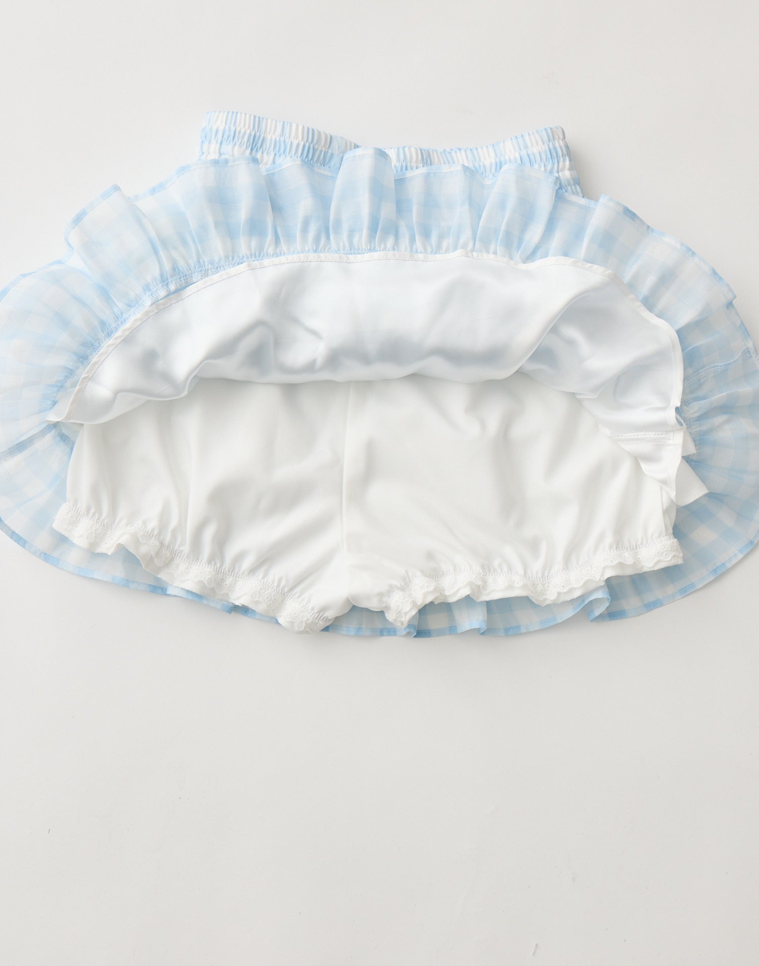 (Pre-order) mellfy memory Milky gingham tutu skirt pants