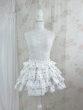 Tiered Polka Dot Skirt (White)